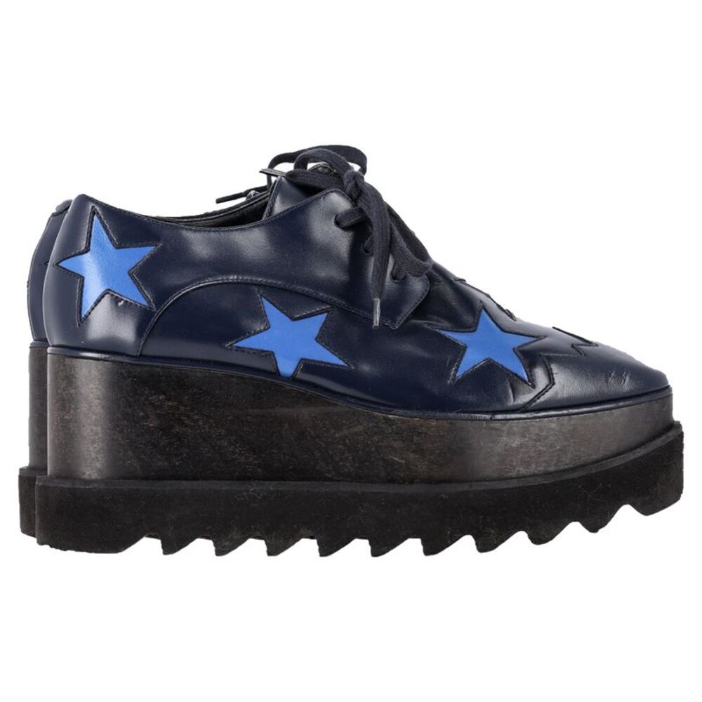 Stella McCartney Elyse Platform Derby Shoes in Navy Blue Leather